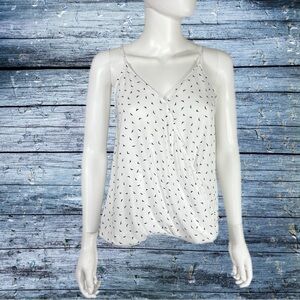 Be Cool White Wrapped Front Tiled Bird Checks Cami Top